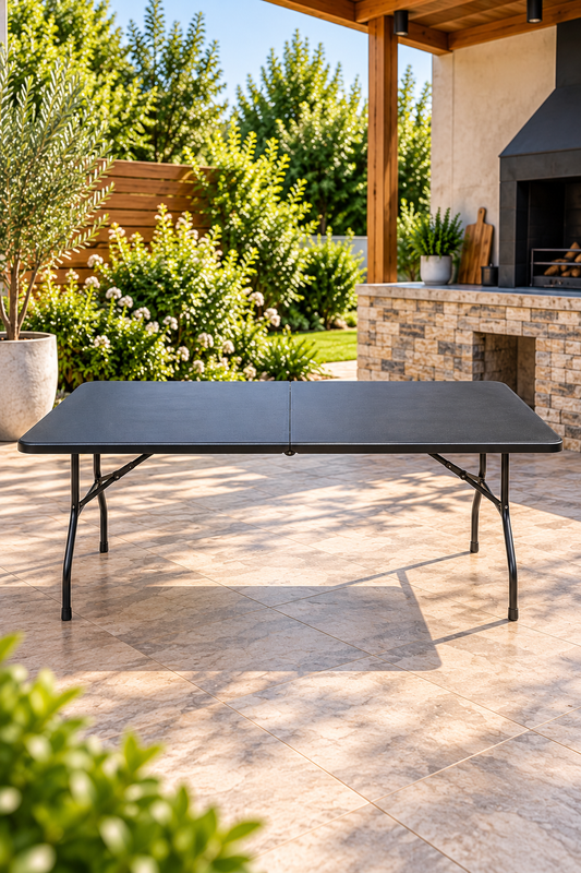 Mesa plegable negra valija 180x70