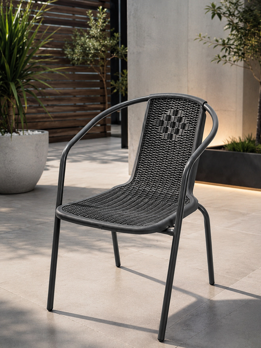 Silla En Metal Y Ratán