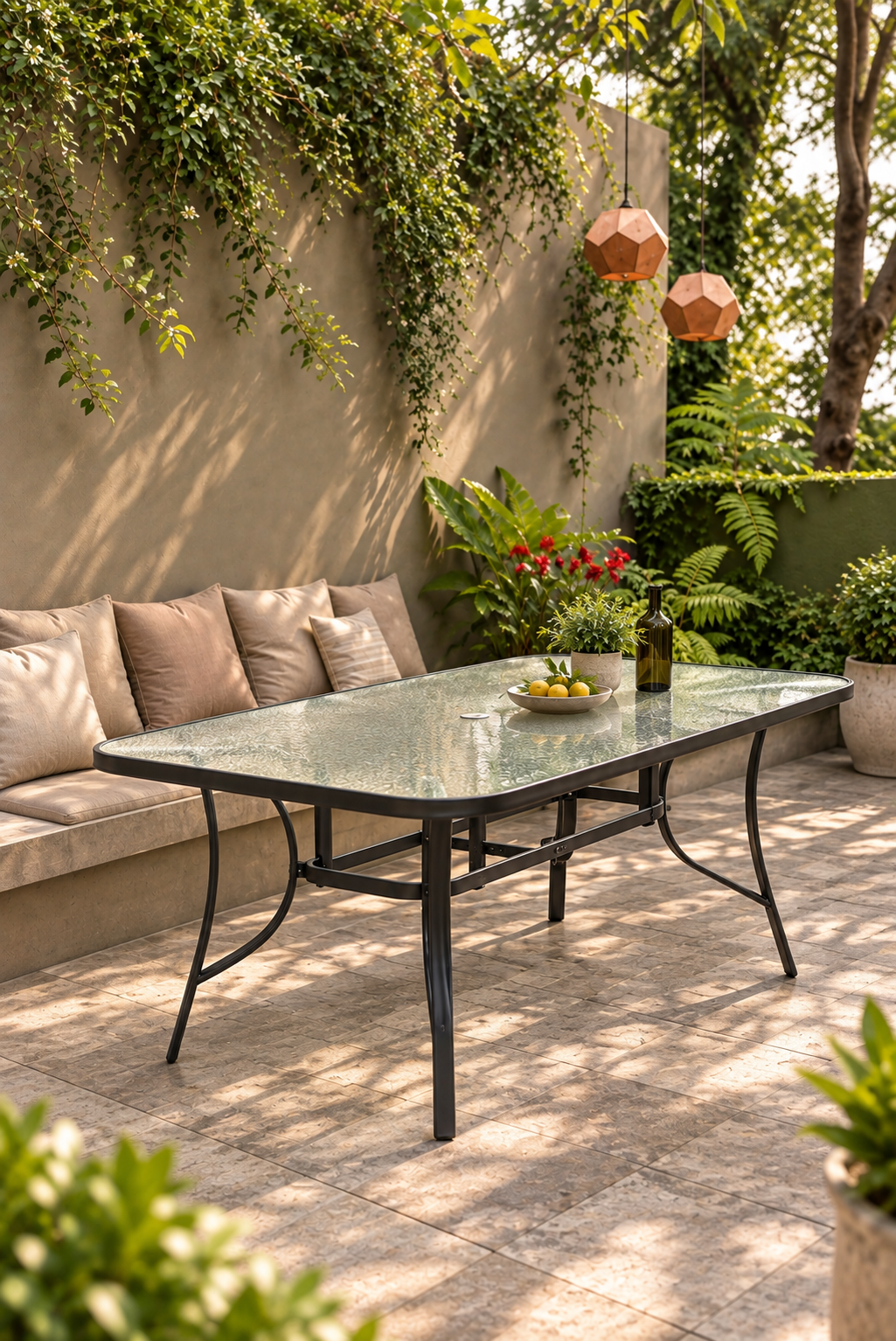 Mesa de metal y vidrio 150 x 90